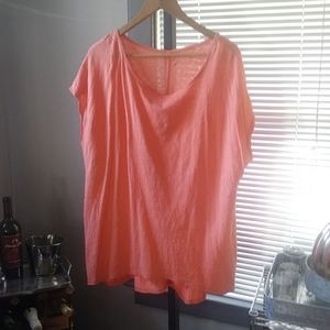 Eileen Fisher Orange Sherbert Tee - 1X
